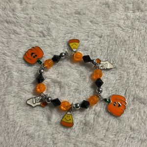 Halloween Pumpkin Ghost Candy corn beaded bracelet